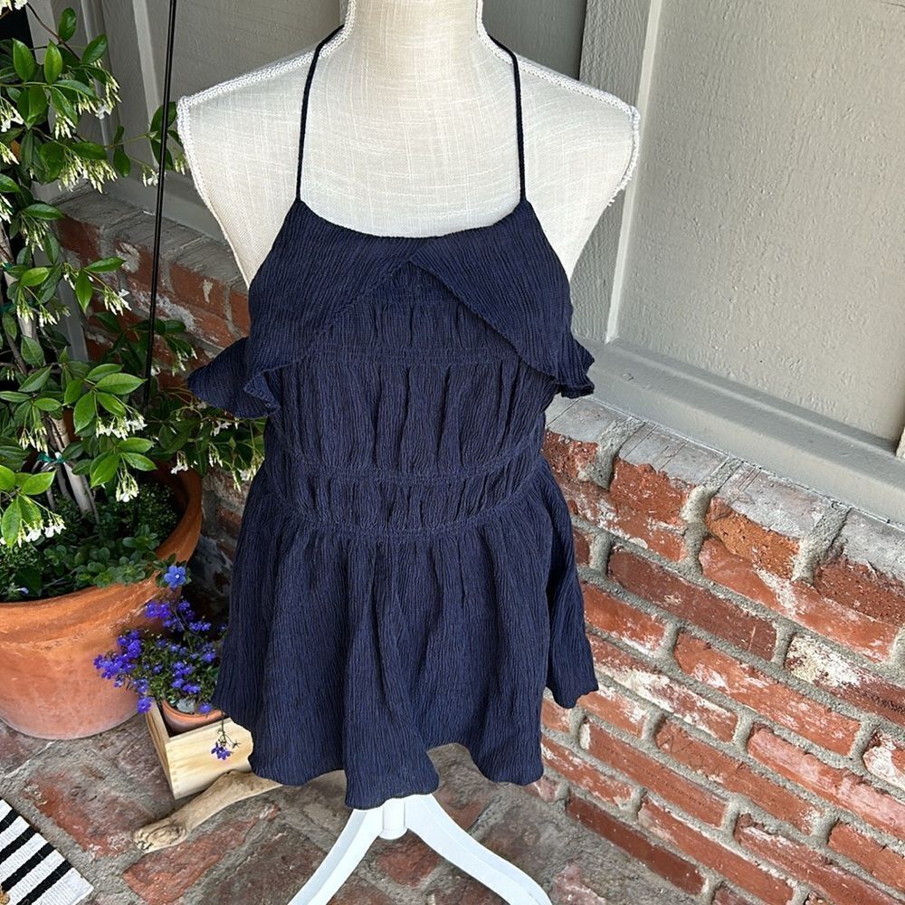 NWT Moon River Navy Blue T-Back Halter Tank Top Size: L - Picture 6 of 13